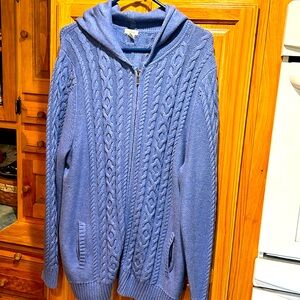 LL Bean Cable Knit women’s zippered hooded sweater